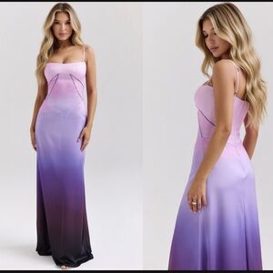 HOUSE OF CB 'Anabella' Ombre Print Lace Up Maxi Dress/Small (Regular) US4/6 $299